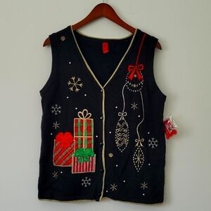 Christmas Vest Embellished and Embroidered Size Small